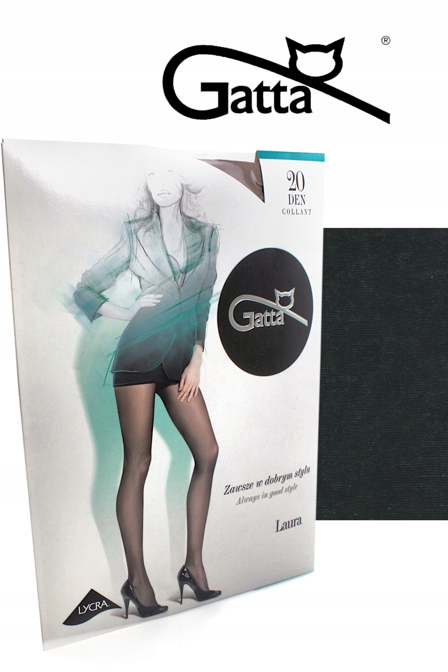 Gatta rajstopy damskie gładkie Laura 20 den Lycra czarne nero 3