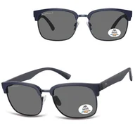 Okulary korekcyjne, oprawki, szkła - Granatowe okulary przeciwsłoneczne półramki z polaryzacją MP192B - miniaturka - grafika 1