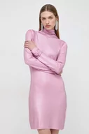 Sukienki - Patrizia Pepe sukienka kolor różowy mini prosta - miniaturka - grafika 1