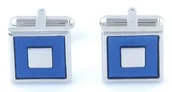Spinki do mankietów i krawatów - Spinki srebrne - niebieskie kwadraty M27 - miniaturka - grafika 1