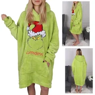 Bluzy damskie - Grinch Zielona, unisex bluza/szlafrok/koc z kapturem, snuddie - miniaturka - grafika 1