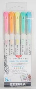 Marker Mildliner Brush Fluorescent 5 kolorów - Markery do tablic - miniaturka - grafika 1