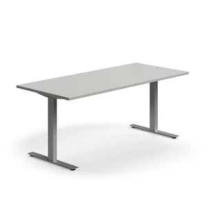 Biurko QBUS, proste, 1800x800 mm, rama T, srebrny, jasnoszary - Biurka - miniaturka - grafika 1