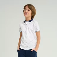 Koszulki dla chłopców - Cool Club, Koszulka polo chłopięca z krótkim rękawem, biała - miniaturka - grafika 1