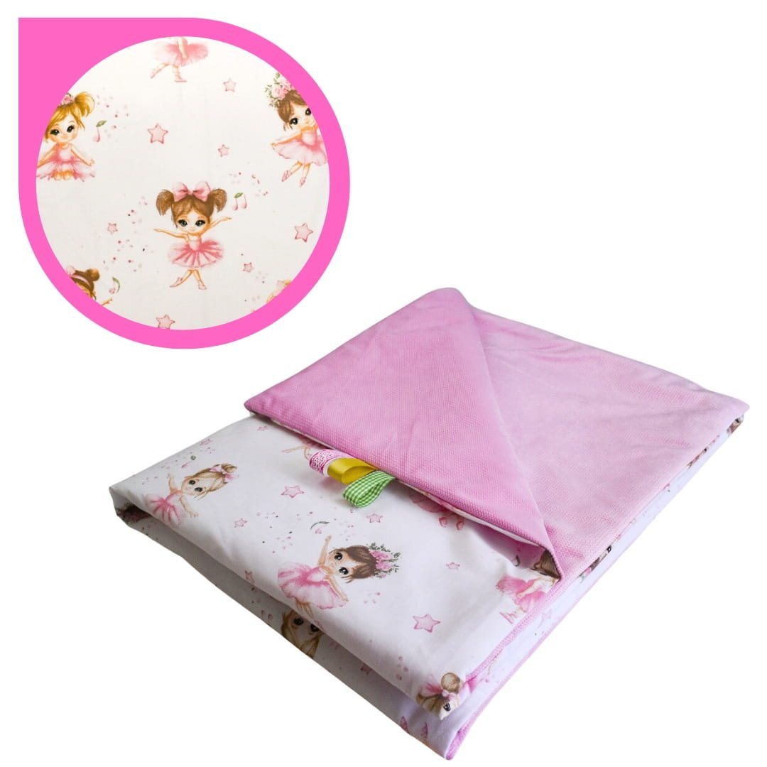 Kocyk Dziecięcy 75x100 Letni Baletnice Róż/Róż Bawełna/Velvet Polski Producent