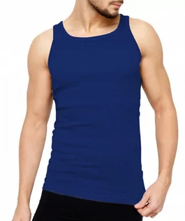 Koszulki męskie - Podkoszulka Męska 100% Bawełna Gładka Niebieska- L - inna - grafika 1