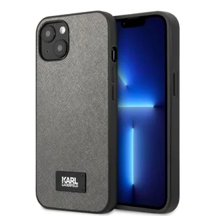 Etui Karl Lagerfeld do iPhone 13 6,1" hardcase srebrny Saffiano Plaque - Etui i futerały do telefonów - miniaturka - grafika 1