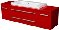Szafki łazienkowe - Szafka łazienkowa czerwona 140cm FOKUS z blatem i umywalką - miniaturka - grafika 1