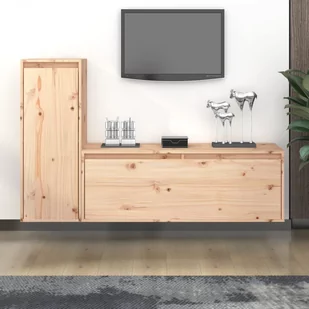 Lumarko Szafki pod TV, 2 szt., lite drewno sosnowe - Szafki RTV - miniaturka - grafika 1