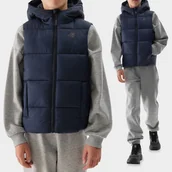 Kurtki i płaszcze dla dziewczynek - Kamizelka Chłopięca 4F Warm Bezrękawnik Z Kapturem Granatowy 4FJWAW25TVJAU293 Granatowy 146 - miniaturka - grafika 1