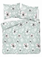 Pościel - Pościel z mikrofibry 220x200 miętowa biała kwiaty 5165 A 30 Light - miniaturka - grafika 1