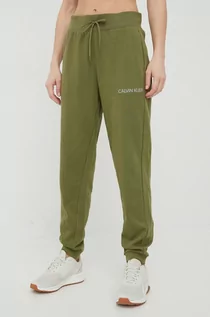 Spodnie damskie - Calvin Klein Performance Performance spodnie dresowe damskie kolor zielony gładkie - grafika 1