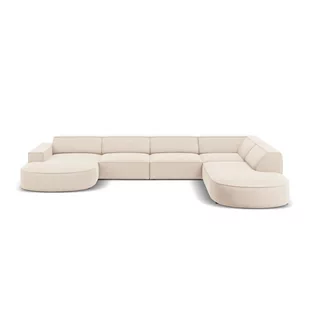 Beżowa aksamitna sofa narożna (w kształcie litery U) Jodie - Micadoni Home - Narożniki - miniaturka - grafika 1