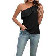 Bluzki damskie - Bluzka bez ramiączek z topami bez rękawów, bez bluzki, to również zmysłowa letnia bluzka, jednokolorowa kamizelka, Jest czarny., XL - miniaturka - grafika 1