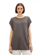 Koszulki i topy damskie - TOM TAILOR Damski T-shirt top z rozcięciami, 32251-dark Mineral Grey, XL, 32251-Dark Mineral Grey, XL - miniaturka - grafika 1