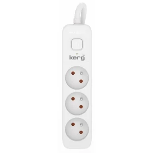 Przedłużacz KERG z wyłącznikiem M02382 3-gniazdowy 1,5m 3×1,5mm2 H05VV-F 16A/250V biały - Listwy zasilające - miniaturka - grafika 1