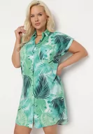 Bluzki damskie - Zielona Wiskozowa Tunika o Koszulowym Fasonie Lekko Asymetryczna Stoccia - miniaturka - grafika 1