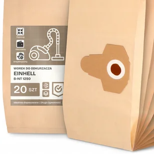 20x Worek do Odkurzacza Einhell B-nt 1250 Papierowy Duży Mocny Worki 2A - Worki do odkurzaczy - miniaturka - grafika 1