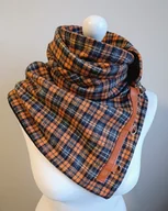 Apaszki i szaliki damskie - Szal wełniany pomarańczowy w kratkę- unikatowy - miniaturka - grafika 1