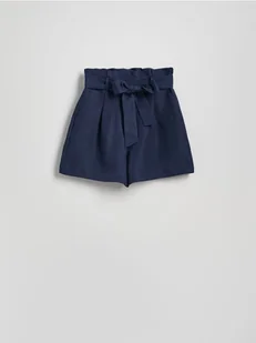 Reserved - Szorty z lnem - granatowy - Spodenki damskie - miniaturka - grafika 1