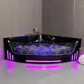 Wanny z hydromasażem - Czarna wanna narożna z hydromasażem Aquaholm PREMIUM LINE A9011 150cm x 150cm x 58cm BLUETOOTH, PODGRZEWACZ WODY, USB, PILOT - miniaturka - grafika 1