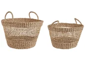 Kosze wiklinowe - Zestaw 2 koszy z trawy morskiej naturalny AROWANA - miniaturka - grafika 1