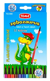 Toma Pisaki szkolne spieralne TO-590 12 kolorów ZĘBOZAURUS - Przybory szkolne - miniaturka - grafika 1