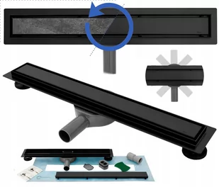 Rea G8908 Odpływ liniowy + syfon + nóki + mankiet uszczelniający Neo&amp;Pure 900 N PRO Black - Odpływy liniowe - miniaturka - grafika 1