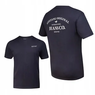 ﻿MUSTANG T-shirt KOSZULKA męska BAWEŁNA sportowa L granatowa - Koszulki męskie - miniaturka - grafika 1