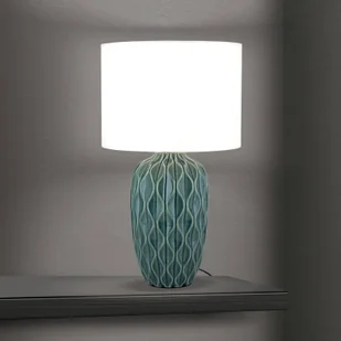 ORION Lampa stołowa Tortuga, zielona/biała, wysokość 49,5 cm, ceramika/len - Lampy stojące - miniaturka - grafika 1