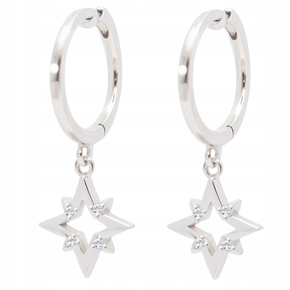 Kolczyki Srebrne 925 Z Cyrkoniami Koła Gwiazdka Delikatne Piękne + Grawer
