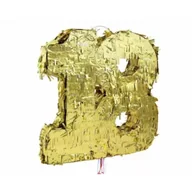 Dekoracje sali - Piniata cyfra 18 metaliczna złota 50x40.5x8cm - miniaturka - grafika 1