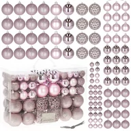 Bombki - Bombki choinkowe 100 szt. ozdoby świąteczne zestaw 6/4/3 cm różowe CA0133 - miniaturka - grafika 1