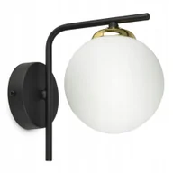 Lampy ścienne - Lampa Ścienna Kinkiet Czarna Złota Kula Mleczna - miniaturka - grafika 1