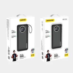 Dudao K15sB powerbank 10000mAh 1xUSB-A / 1xUSB-C 22.5W z wbudowanym kablem 1xLightning / 1xUSB-C czarny - Powerbanki - miniaturka - grafika 5