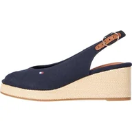 Espadryle damskie - TOMMY HILFIGER Espadryle damskie FLAGA MID WEDGE ESPAD SLINGBACK, NIEBIESKA (Space Blue), 3,5 UK, Niebieski kosmiczny niebieski, 36 EU - miniaturka - grafika 1