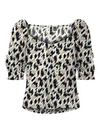 Koszulki i topy damskie - VERO MODA Women's VMMENNY 2/4 Shirt WVN GA Top, granatowy blezer/AOP: Mette, S, Navy Blazer/Aop: mette, S - miniaturka - grafika 1