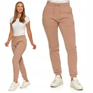 Spodnie damskie - Dresowe Spodnie Damskie Ocieplane Joggery Gładkie Beżowe Klasyczne MORAJ M - miniaturka - grafika 1
