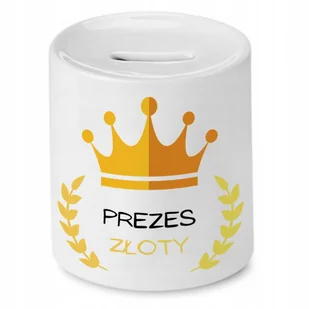 DLA PREZESA VICEPREZESA SKARBONKA ZŁOTY PREZES z Nadrukiem ze Zdjęciem z Na + Opakowanie na prezent (wzór 01) - Skarbonki - miniaturka - grafika 1