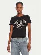 Koszulki i topy damskie - Desigual T-Shirt Letter Core 25WWTK04 Czarny Regular Fit - miniaturka - grafika 1