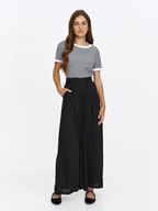 Spodnie damskie - Szerokie spodnie z wiskozą - miniaturka - grafika 1
