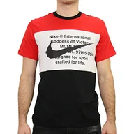 Koszulki męskie - Nike męski T-shirt M Nsw Swoosh Tee Ss czarny Black/University Red/White XX-L - miniaturka - grafika 1