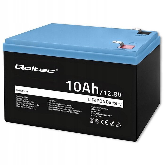 Qoltec Akumulator LiFePO4 Litowo-Żelazowo-Fosforanowy 12.8V 10Ah 128Wh BMS 53713