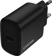 Ładowarki samochodowe - CANYON charger OnCharge 250 25W 1xPD EU Black - miniaturka - grafika 1