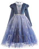 Stroje karnawałowe - Sukienka Elsa Elza Kraina Lodu Gwiazda Tiul Cekiny Nowa Balowa 134/140 (140) - miniaturka - grafika 1