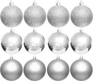 Bombki - Dekoracyjne bombki choinkowe plastikowe 12 szt. 60 mm srebrne - miniaturka - grafika 1