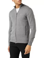 Kurtki męskie - GANT Męska kurtka z dzianiny Classic Cotton Zip Cardigan, ciemnoszary melanż, XL - miniaturka - grafika 1