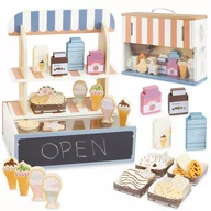 Zabawki interaktywne dla dzieci - Składany sklepik drewniany - sklep kawiarnia, cukiernia z akcesoriami 24el. - miniaturka - grafika 1