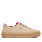 Espadryle damskie - Espadryle Tommy Hilfiger Th Foxing Platform Rope FW0FW09173 Beżowy - miniaturka - grafika 1