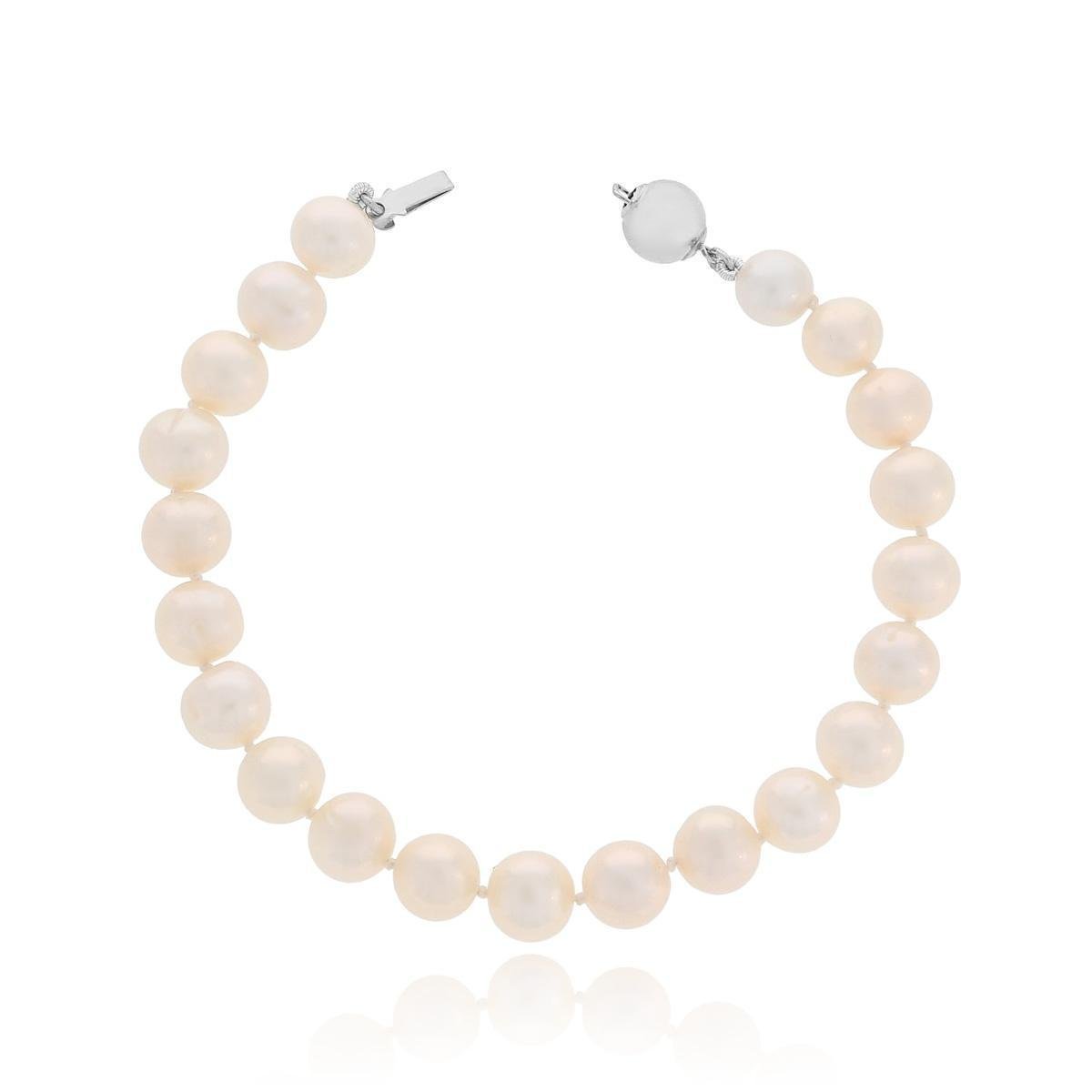 Bransoletka z perłami 19 cm srebro pr. 925